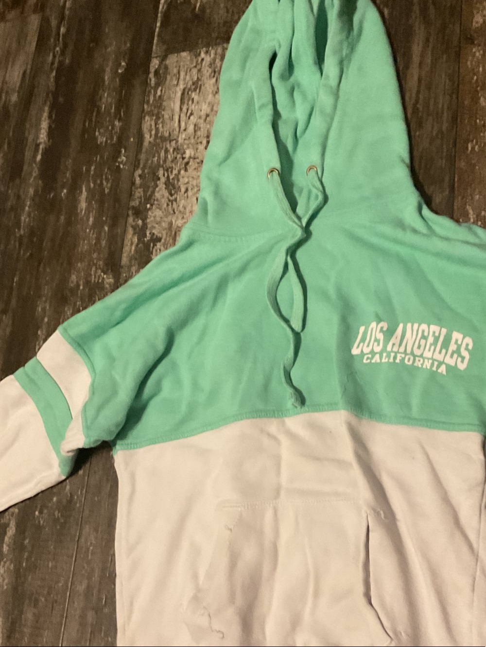 Mint and White 'Los Angeles California' Pullover Hoodie